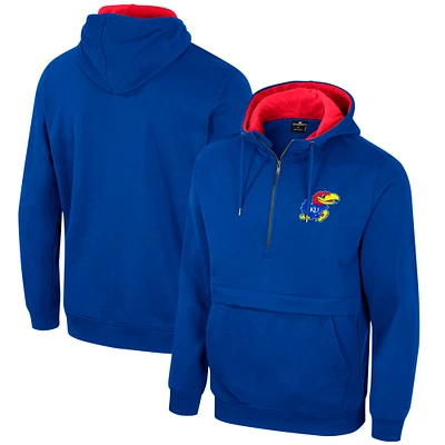 Men's Colosseum Royal Kansas Jayhawks Half-Zip Hoodie