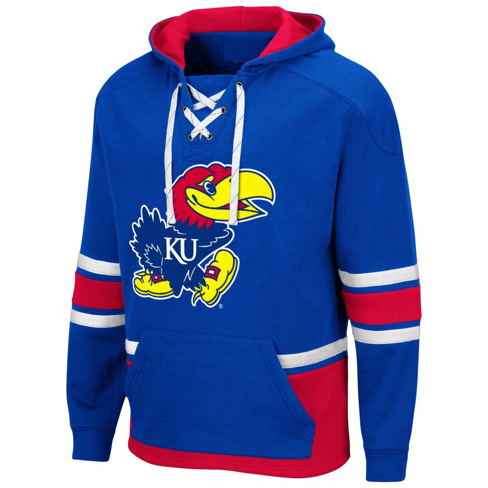 Men's Colosseum Royal Kansas Jayhawks Lace Up 3.0 Pullover Hoodie