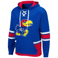 Men's Colosseum Royal Kansas Jayhawks Lace Up 3.0 Pullover Hoodie