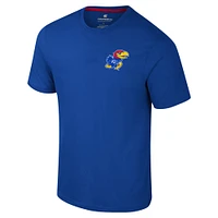 Men's Colosseum Royal Kansas Jayhawks Logo Lockup 2-Hit Active Blend T-Shirt