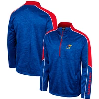 Veste à demi-zip chinée Colosseum Royal Kansas Jayhawks pour hommes