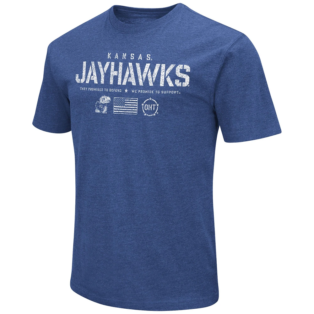 Men's Colosseum Royal Kansas Jayhawks OHT Military Appreciation Flag 2.0 T-Shirt