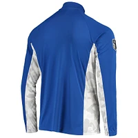 Men's Colosseum Royal Kansas Jayhawks OHT Military Appreciation Snow Cruise Raglan 1/4-Zip Jacket