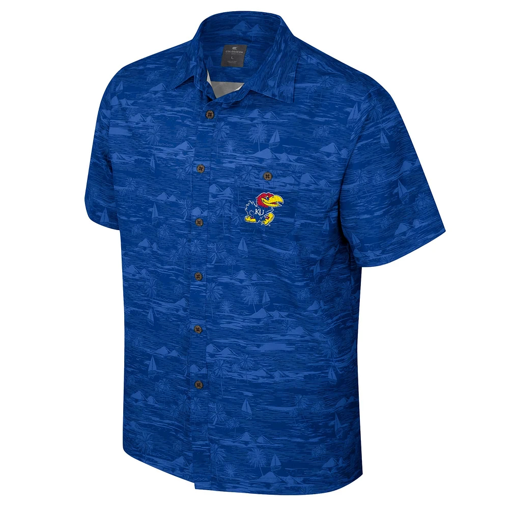 Men's Colosseum Royal Kansas Jayhawks Ozark Button-Up Shirt