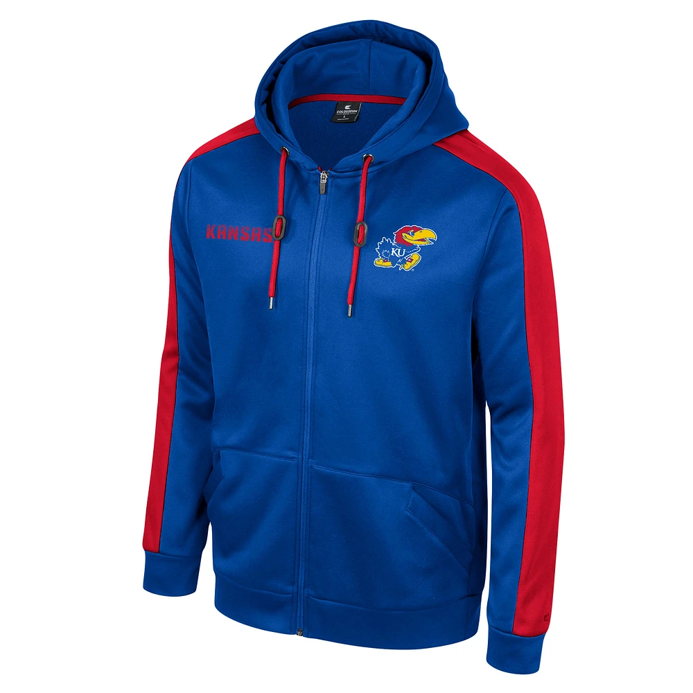 Men's Colosseum  Royal Kansas Jayhawks Reese Full-Zip Hoodie