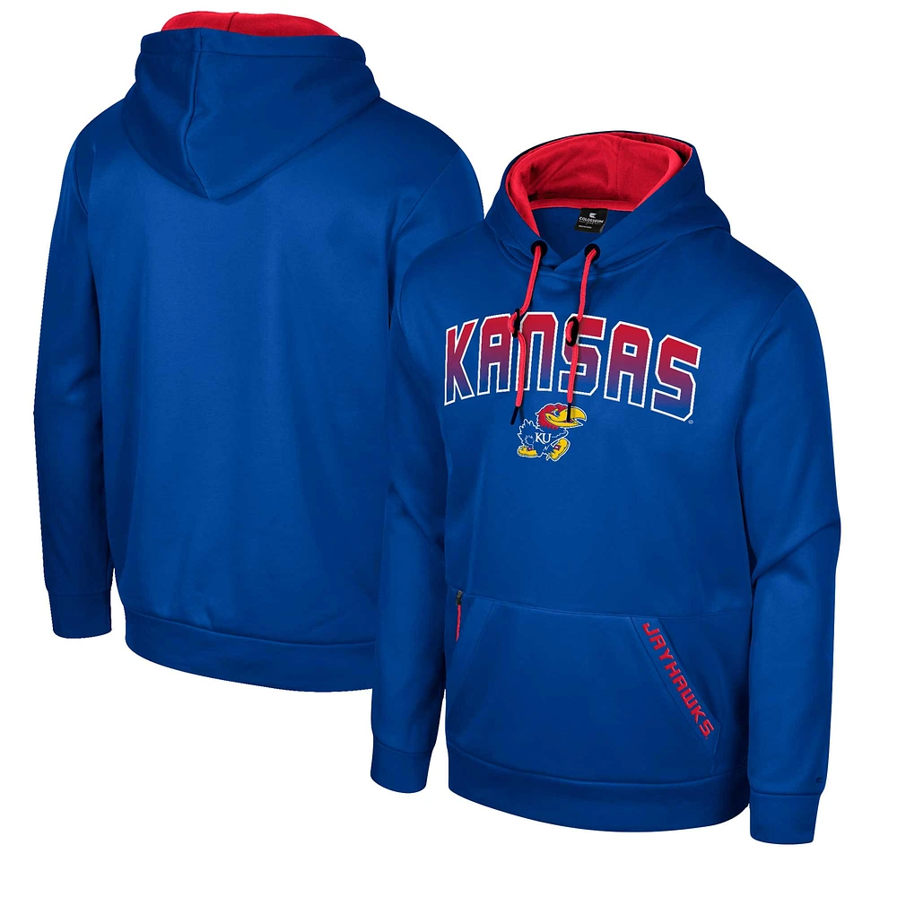 Men's Colosseum Royal Kansas Jayhawks Reese Pullover Hoodie