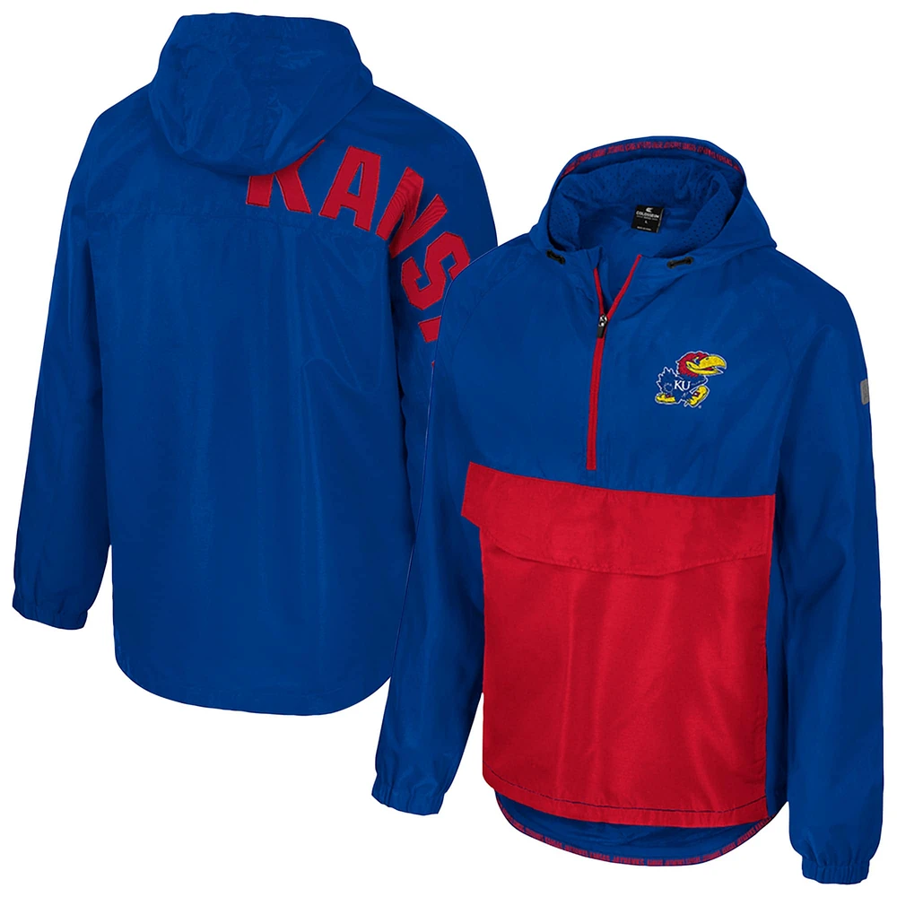 Men's Colosseum  Royal Kansas Jayhawks Reloaded Anorak Half-Zip Jacket