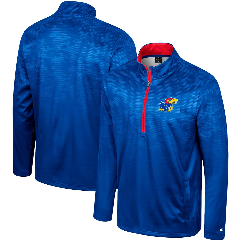 Men's Colosseum  Royal Kansas Jayhawks The Machine Half-Zip Jacket