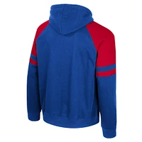 Men's Colosseum  Royal Kansas Jayhawks Todd Raglan Pullover Hoodie