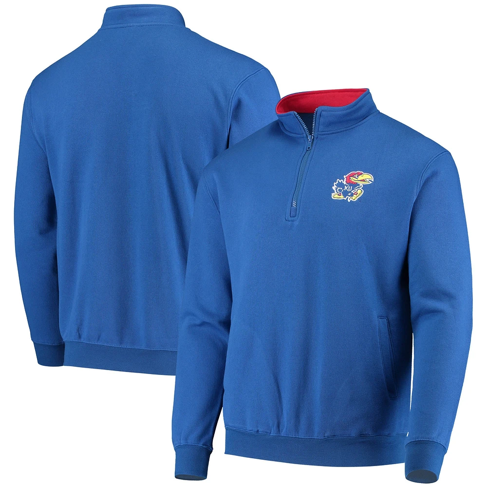 Men's Colosseum Royal Kansas Jayhawks Tortugas Logo Quarter-Zip Jacket