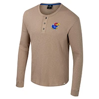 Men's Colosseum  Tan Kansas Jayhawks Great Outdoors Henley Long Sleeve Shirt