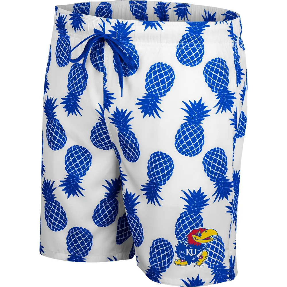 Short de bain Colosseum White/Royal Kansas Jayhawks Ananas pour homme