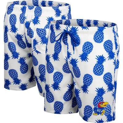 Short de bain Colosseum White/Royal Kansas Jayhawks Ananas pour homme