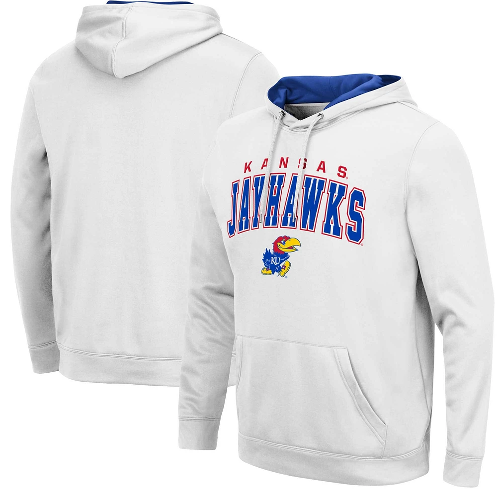 Pull à capuche Colosseum White Kansas Jayhawks Resistance pour hommes