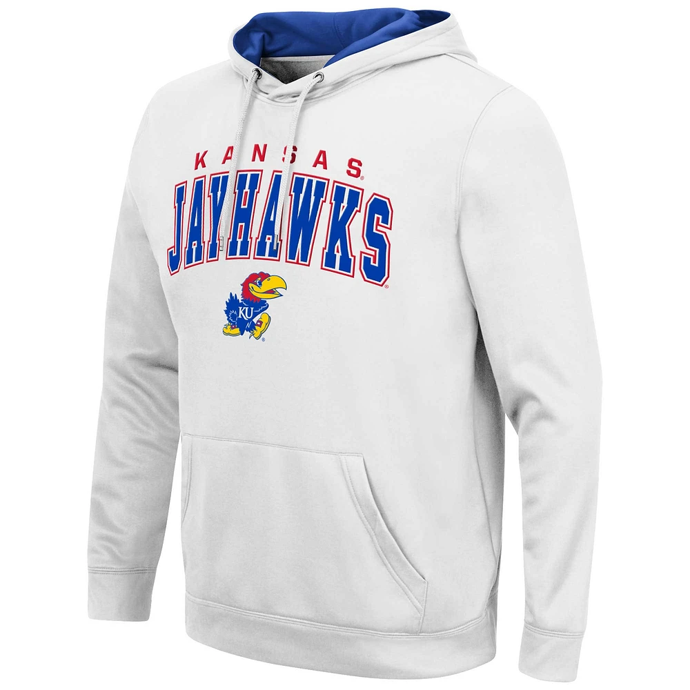 Pull à capuche Colosseum White Kansas Jayhawks Resistance pour hommes