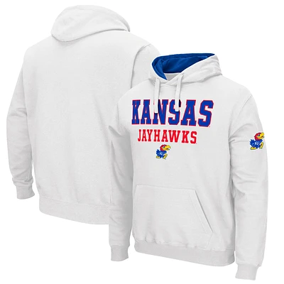 Men's Colosseum White Kansas Jayhawks Sunrise Pullover Hoodie