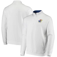 Men's Colosseum White Kansas Jayhawks Tortugas Logo Quarter-Zip Jacket