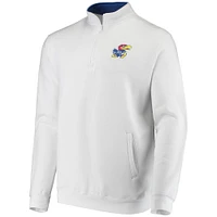 Men's Colosseum White Kansas Jayhawks Tortugas Logo Quarter-Zip Jacket