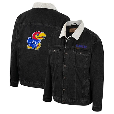 Colosseum x Wrangler Charcoal Kansas Jayhawks Western Veste en jean boutonnée pour homme