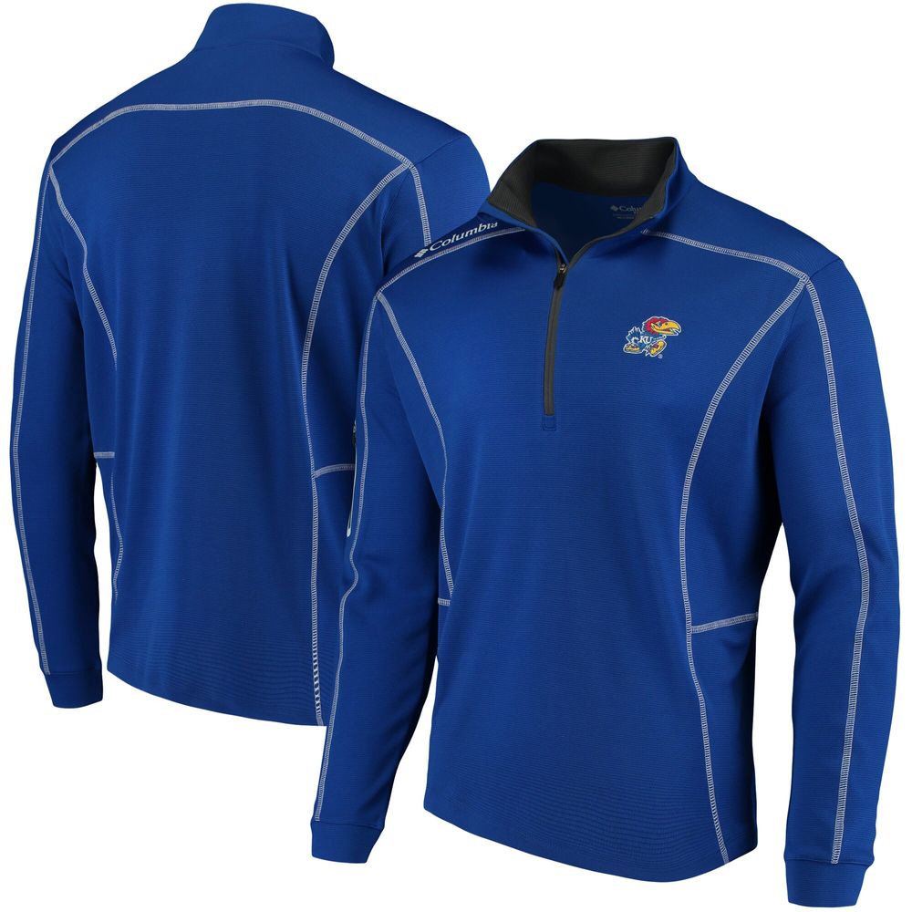 Men's Columbia Golf Royal Kansas Jayhawks Shotgun Omni-Wick Quarter-Zip Pullover Jacket