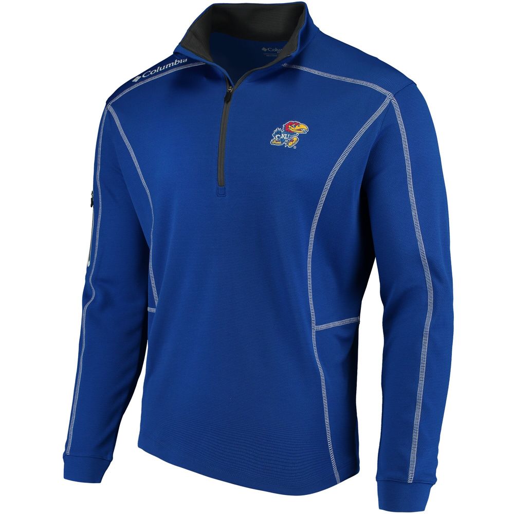 Men's Columbia Golf Royal Kansas Jayhawks Shotgun Omni-Wick Quarter-Zip Pullover Jacket