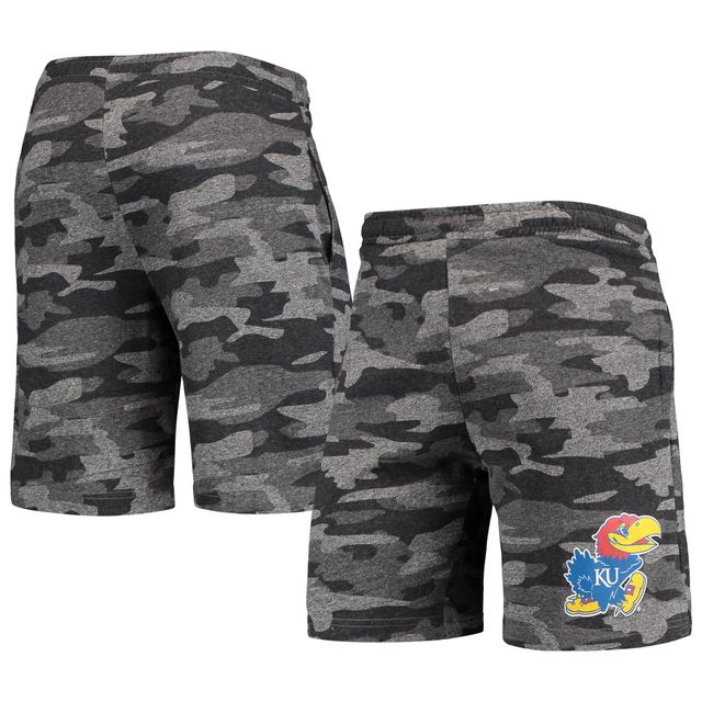 Concepts Sport Short de survêtement Kansas Jayhawks Camo Backup Terry Jam pour hommes, anthracite/gris