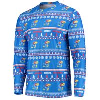 Men's Concepts Sport Royal Kansas Jayhawks Ugly Sweater Long Sleeve T-Shirt and Pants Sleep Set