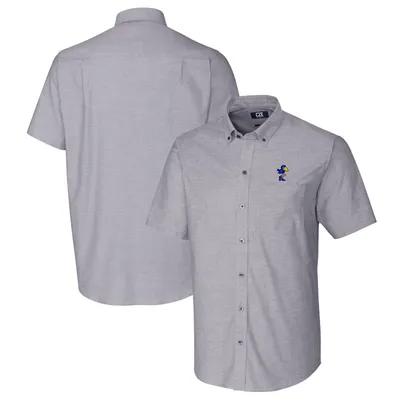 Kansas Jayhawks Cutter & Buck Vault Stretch Oxford Short Sleeve Button-Down Shirt