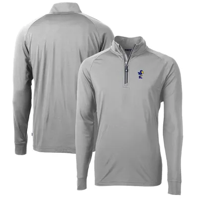 Kansas Jayhawks Cutter & Buck Adapt Eco Knit Stretch Recycled Big Tall Quarter-Zip Pullover Top