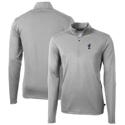 Kansas Jayhawks Cutter & Buck Virtue Eco Pique Recycled Quarter-Zip Pullover Top