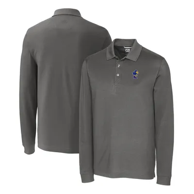 Kansas Jayhawks Cutter & Buck Advantage Tri-Blend Pique Long Sleeve Polo