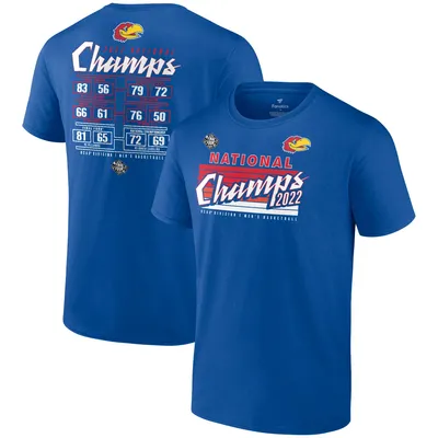 Kansas Jayhawks Fanatics Branded 2022 NCAA Men's Basketball National Champions Schedule T-Shirt - Royal