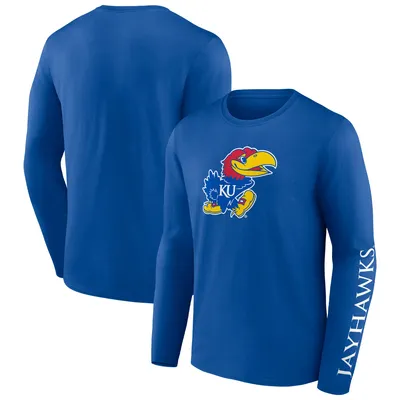 Kansas Jayhawks Fanatics Branded Double Time 2-Hit Long Sleeve T-Shirt - Royal