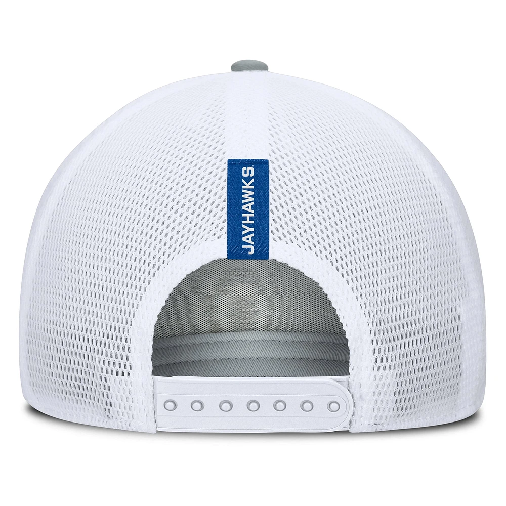 Men's Fanatics Heather Gray/Royal Kansas Jayhawks Profile Trucker Adjustable Hat