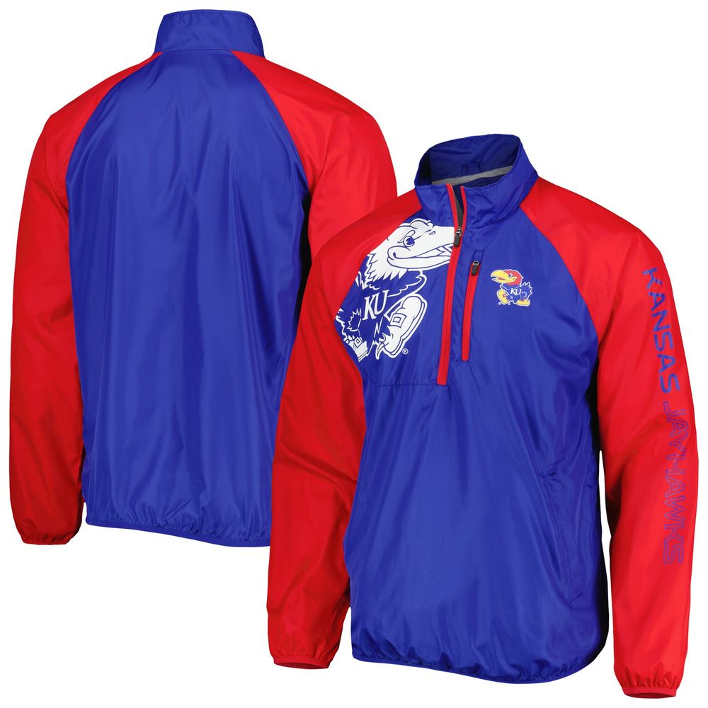 Men's G-III Sports by Carl Banks Royal/Red Kansas Jayhawks Point Guard Raglan Half-Zip Jacket