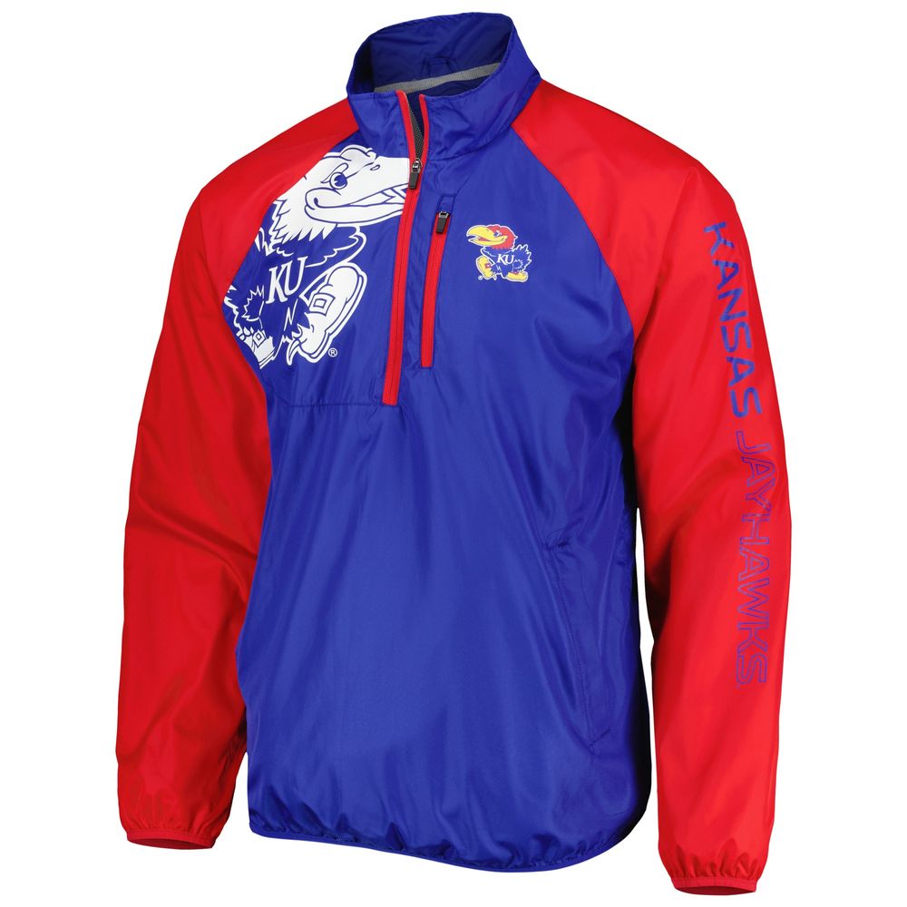 Men's G-III Sports by Carl Banks Royal/Red Kansas Jayhawks Point Guard Raglan Half-Zip Jacket