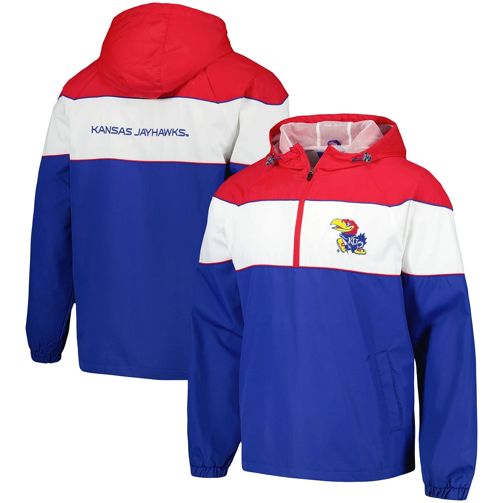 Veste à capuche raglan demi-zip G-III Sports by Carl Banks Royal Kansas Jayhawks Center Line pour hommes