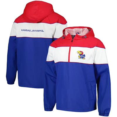 Men's G-III Sports by Carl Banks Royal Kansas Jayhawks Center Line Half-Zip Raglan Hoodie Jacket