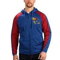 Men's G-III Sports by Carl Banks Royal Kansas Jayhawks Neutral Zone Raglan Full-Zip Track Jacket Hoodie