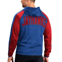 Men's G-III Sports by Carl Banks Royal Kansas Jayhawks Neutral Zone Raglan Full-Zip Track Jacket Hoodie