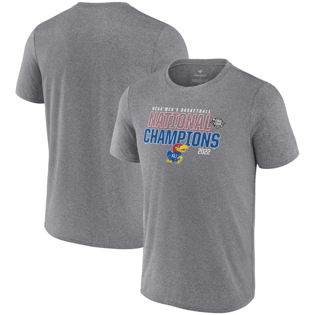 T-shirt synthétique pour hommes Kansas Jayhawks 2022 NCAA Basketball National Champions gris chiné