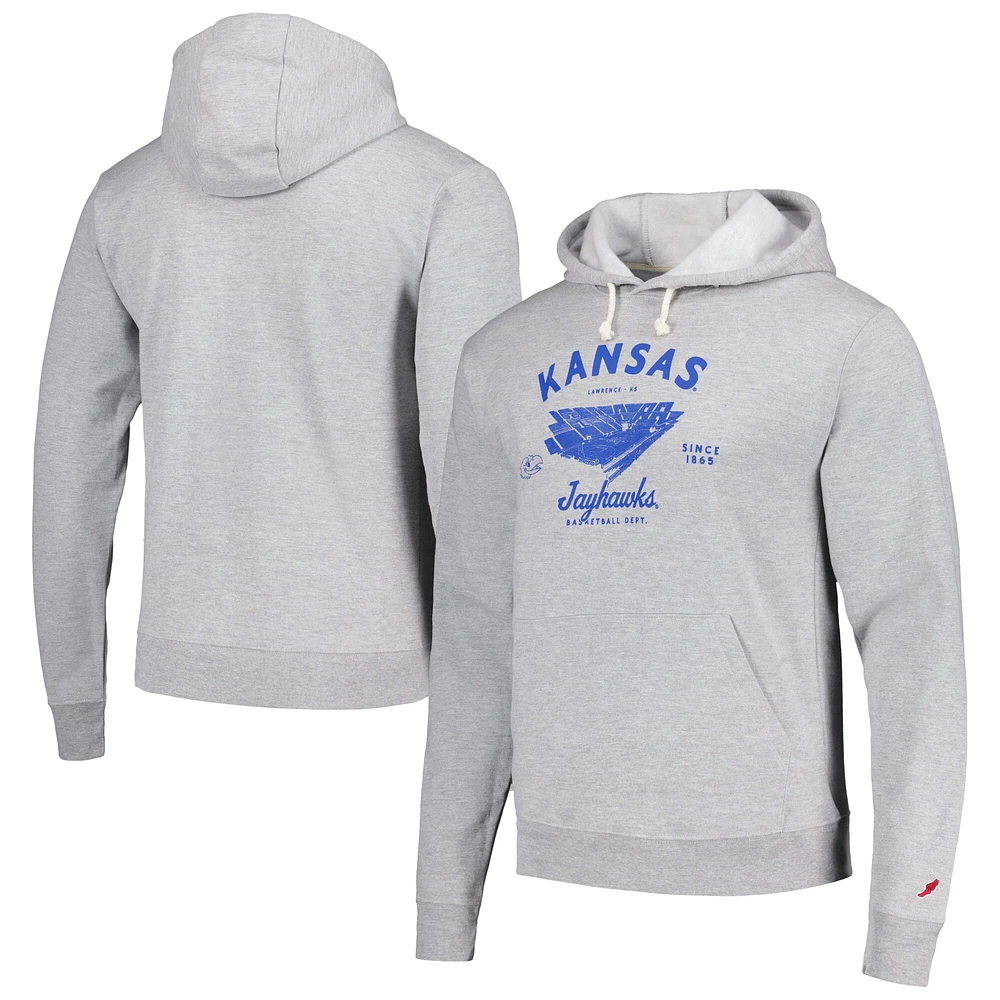 Sweat à capuche Essential League Collegiate Wear pour hommes, gris chiné, Kansas Jayhawks Stadium