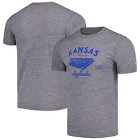 T-shirt triple mélange League Collegiate Wear pour hommes, gris chiné, Kansas Jayhawks Stadium Victory Falls