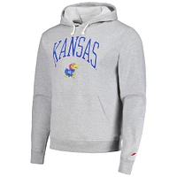 Men's League Collegiate Wear  Heather Gray Kansas Jayhawks Tall Arch Essential Pullover Hoodie