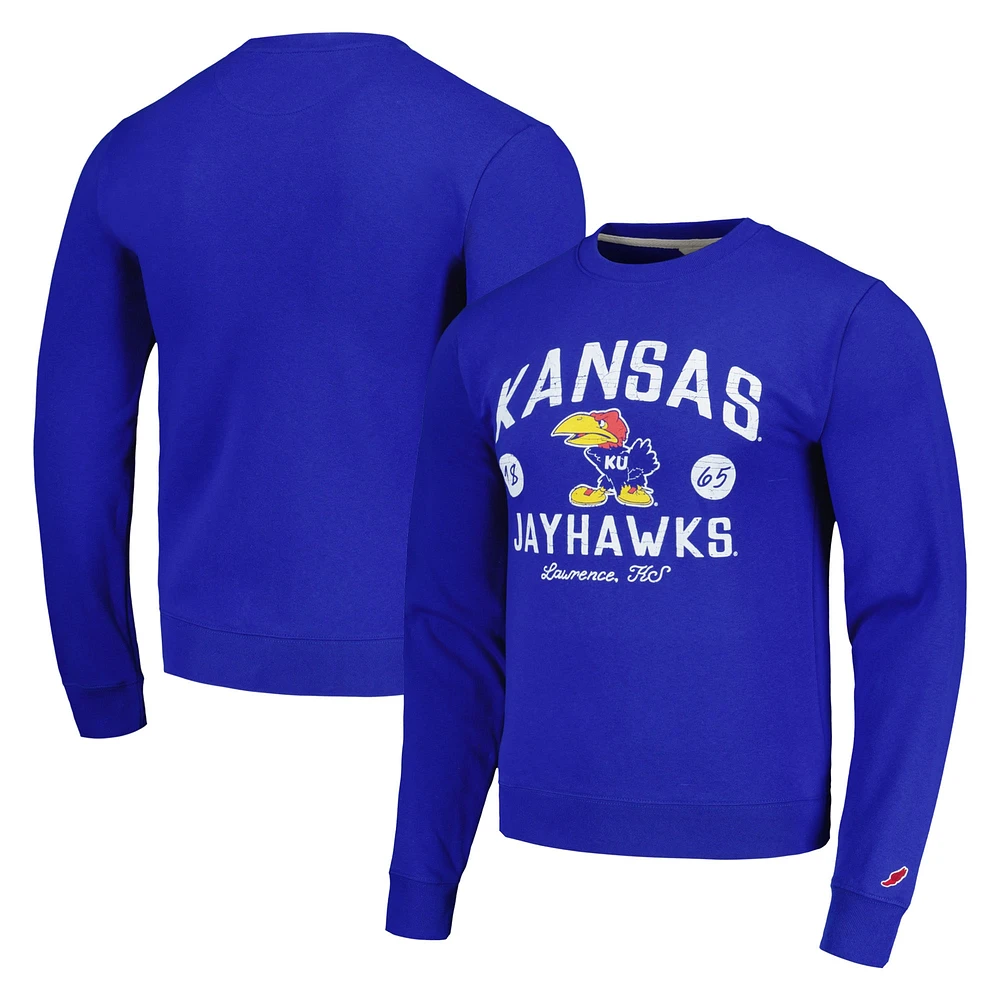 Men's League Collegiate Wear  Royal Kansas Jayhawks Bendy Arch Essential Pullover Sweatshirt