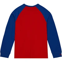 T-shirt à manches longues raglan flammé légendaire des Kansas Jayhawks de Mitchell & Ness pour hommes rouge