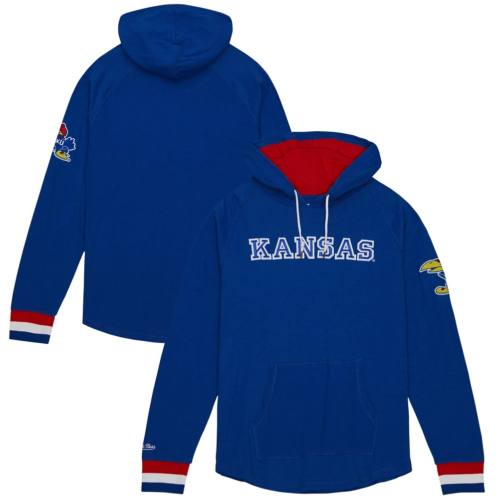 Chandail à capuchon légendaire raglan des Royal Kansas Jayhawks de Mitchell & Ness pour hommes