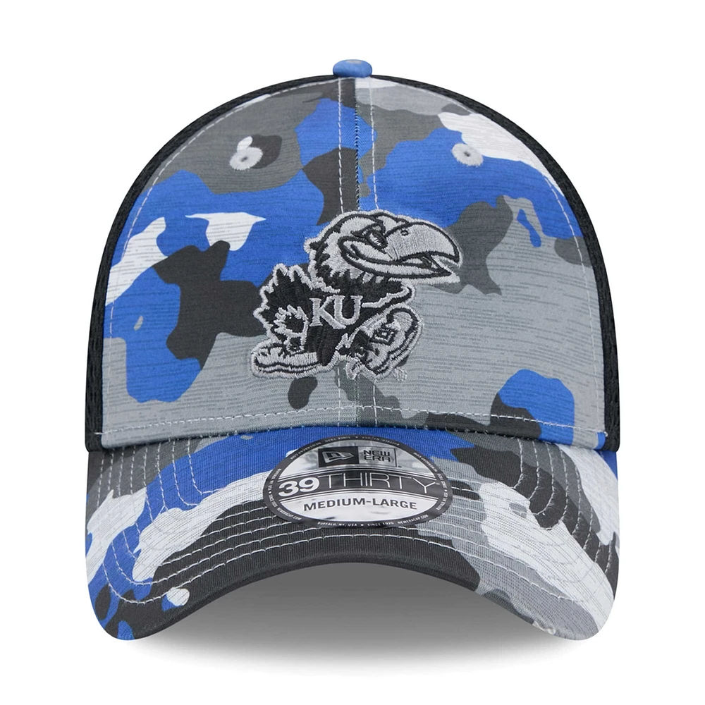 Casquette New Era camouflage/noir Kansas Jayhawks Active 39THIRTY Flex pour hommes