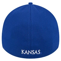 Men's New Era Heather Gray/Royal Kansas Jayhawks Two-Tone 39THIRTY Flex Hat