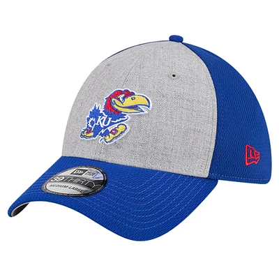 Men's New Era Heather Gray/Royal Kansas Jayhawks Two-Tone 39THIRTY Flex Hat